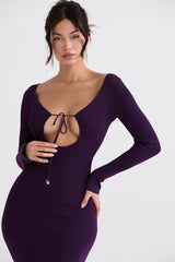 Keana Grape Ribbed Knit Maxi Dress