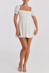 Mistress Rocks Cloud Gathered Broderie Mini Dress - SALE