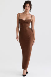 Charmaine Chocolate Corset Maxi Dress