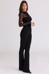 Orelia Black Draped Mesh Bodysuit