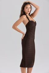 The Supermodel Chocolat Halter Midi Bandage Dress