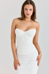 Solaine Ivory Lace Corset Maxi Dress