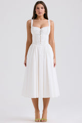 Milia White Broderie Anglais & Cotton Midi Dress