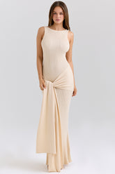Akaia Champagne Waterfall Maxi Dress