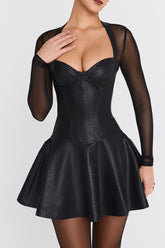 Mistress Rocks Black Vegan Leather Corset Mini Dress - SALE