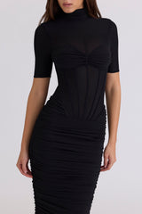 Sorrel Black Semi Sheer Midi Dress