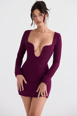 Marcella Merlot Plunge Corset Dress