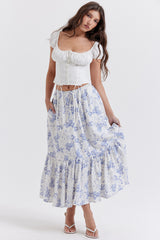 Aitana Blue Print Midi Skirt
