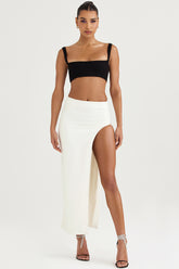 Francesca Ivory Thigh Split Midi Skirt