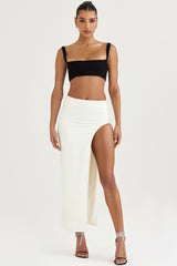 Francesca Ivory Thigh Split Midi Skirt