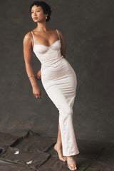 Stefania Soft Peach Corset Maxi Dress