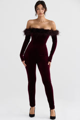 Salima Black Cherry Velvet Jumpsuit