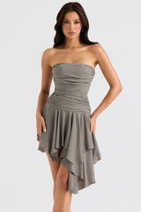 Valeria Smoke Gathered Asymmetric Dress