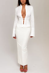 Eden White Cotton Twill Maxi Skirt