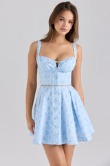 Calia Blue Floral Print Stretch Cotton Mini Dress