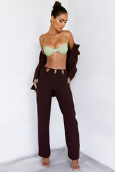 PrizedMistress Rocks Chocolate Tailored Cutout Trousers - SALE