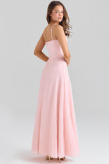 Esme Blush Pink Lurex Chiffon Maxi Dress