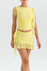 Mistress Rocks Limoncello Ruffle Asymmetric Mini Skirt - SALE