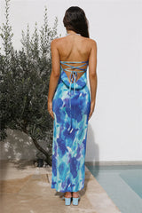 Moonlight Bloom Midi Dress Blue