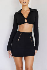 WonderMistress Rocks Black Bandage Cutout Mini Skirt - SALE