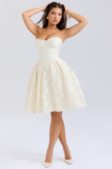 Saige Vintage Cream Floral Strapless Mini Dress