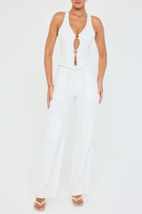 Mistress Rocks White Baggy Cargo Trousers - SALE