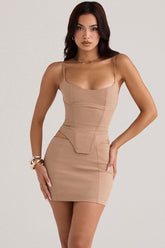 Nisha Beige Sculpting Mini Skirt