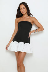 After Hour Sparkle Satin Strapless Mini Dress Black