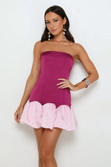 After Hour Sparkle Satin Strapless Mini Dress Pink