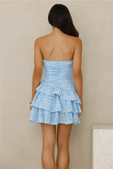 Pretty Priority Strapless Mini Dress Blue