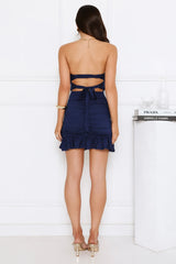 Moonbeam Sparkles Strapless Mini Dress Navy