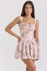 Ophelia Pink Ribbon Print Dress with Bloomers