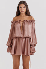 Chaya Hazelnut Off Shoulder Dress