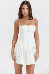 Marcy White Pleated Mini Dress