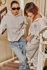 Muse Light Grey Marl Cotton Fleece-Back Hoodie