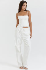 Luna White Cargo Trousers