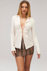 SerendipityMistress Rocks Brown Print Vegan Leather Mini Skirt - SALE