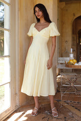 Force of Habit Midi Dress Yellow