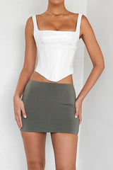 Mistress Rocks Olive Micro Mini Skirt - SALE