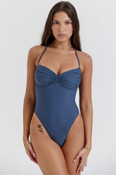 Aruba Deep Blue Gathered Swimsuit