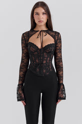 Lisette Black Lace Corset Top with Bolero