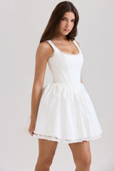 Letitia White Stretch Cotton Mini Dress