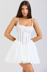 Rosaria White Cotton Corset Mini Dress