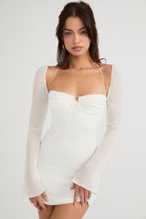 Babydoll Ivory Chiffon Halter Mini Dress
