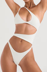 Lafayette Ivory Asymmetric Cutout Swimsuit