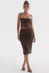 Yolanda Black Lace Midi Skirt