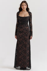 Artemis Black Lace Maxi Dress