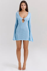 Noya Ocean Blue Knit Mini Dress - SALE