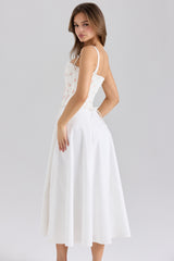 Clarabelle Rose Print Cotton Detachable Corset Midi Sundress