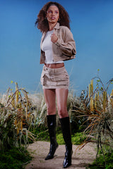 Mistress Rocks Camel Denim Cargo Skirt - SALE